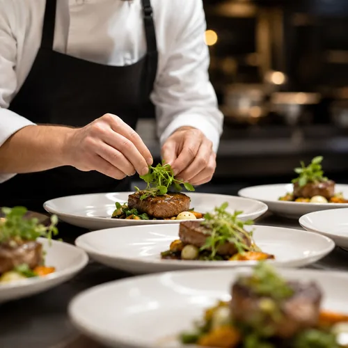 Borden worden opgemaakt in een restaurantkeuken